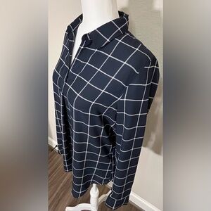Banana Republic Boyfriend Fit Windowpane Plaid Long Sleeve Top Size S